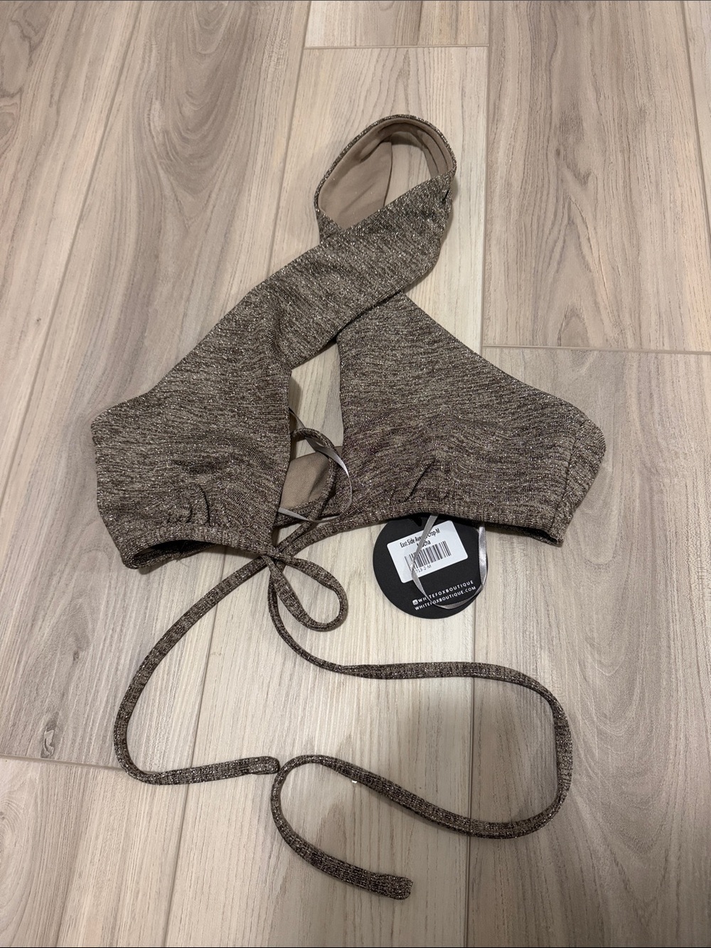 Brown Cross-Front Tie Top
